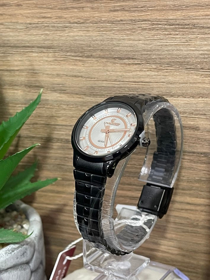 RELOJ CHAXIGO DAMA NEGRO DETALLES ORO ROSA