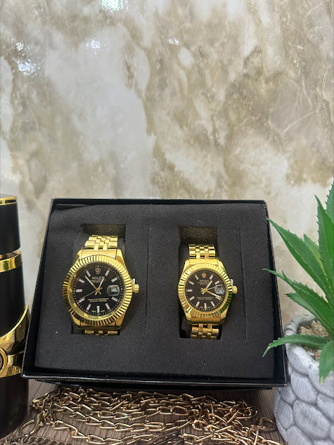 COMBO ROLEX DORADO ESFERA NEGRA LUXURY