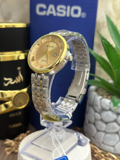 CASIO SHEEN DAMA BICOLOR ESFERA DORADA