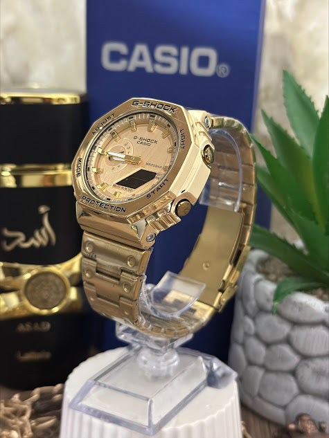 CASIO SHOCK TODO DORADO ANALOGO Y DIGITAL