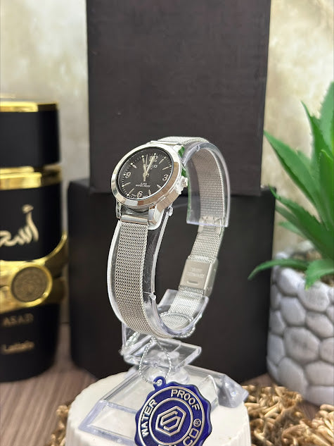 SALCO DAMA PLATEADO ESFERA NEGRA