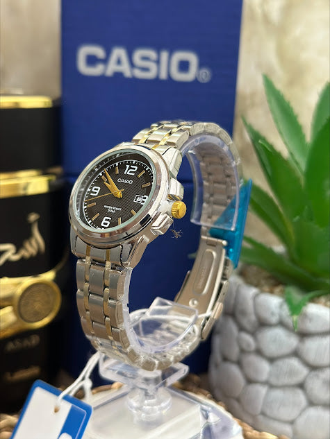 CASIO DAMA BICOLOR ESFERA DORADA MANECILLAS DORADAS