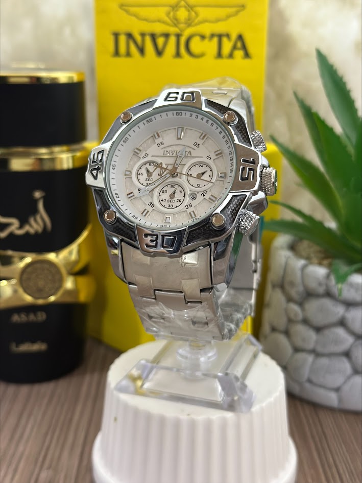 INVICTA PLATEADO ESFERA NEGRA ARO NEGRO