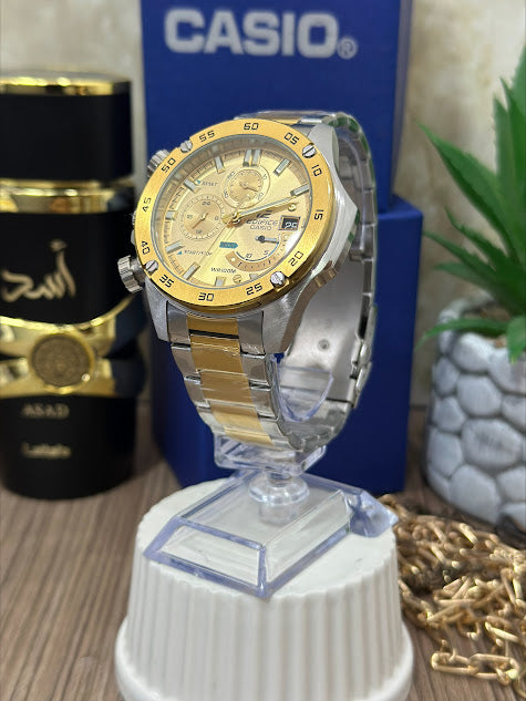 CASIO ORIGINAL EDIFICE BICOLOR ESFERA DORADA ARO DORADO