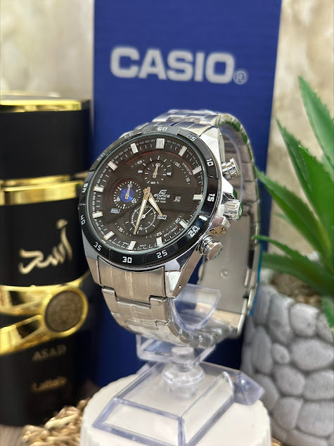 CASIO DIFACE PLATEADO CARA NEGRA ARO NEGRO
