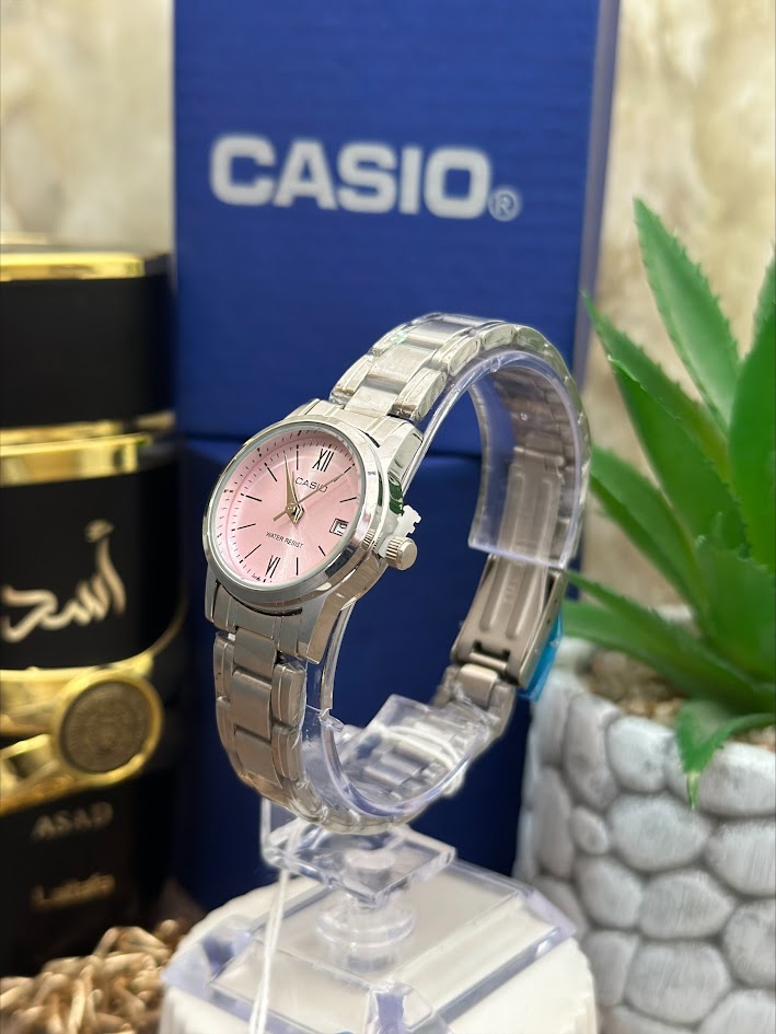 CASIO DAMA PLATEADO ESFERA ROSADA