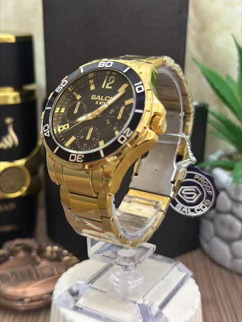 SALCO CABALLERO DORADO ESFERA NEGRA ARO NEGRO