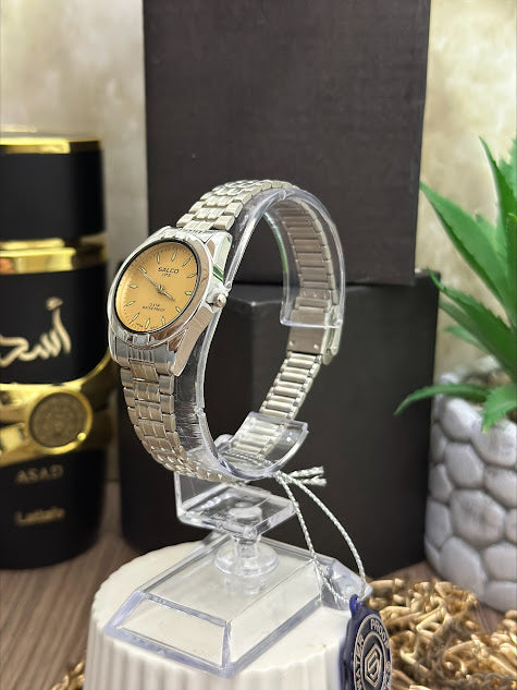 SALCO DAMA PLATEADO ESFERA DORADA PUNTOS VERDES