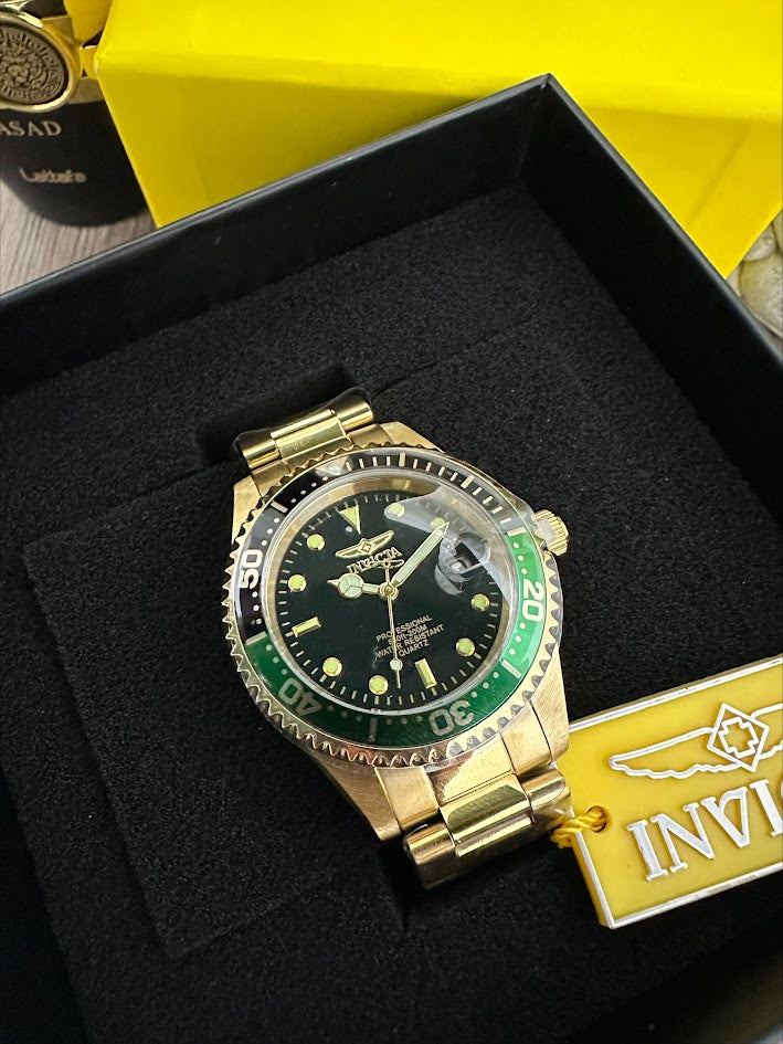 INVICTA ORIGINAL DORADO ESFERA NEGRA ARO COMBINADO