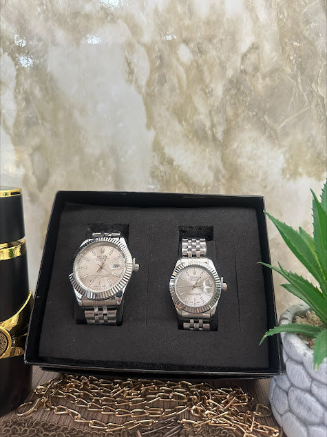 COMBO ROLEX PLATEADO ESFERA PLATEADA LUXURY