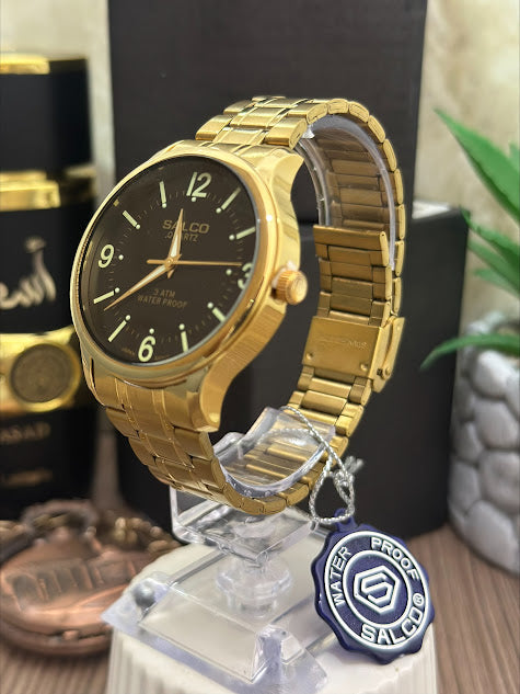 SALCO CABALLERO DORADO ESFERA NEGRA NUMEROS FLUORECENTES