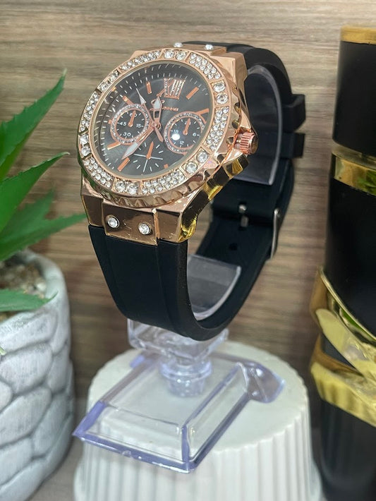 RELOJ DAMA MANILLA SILICONA DIAMANTADO