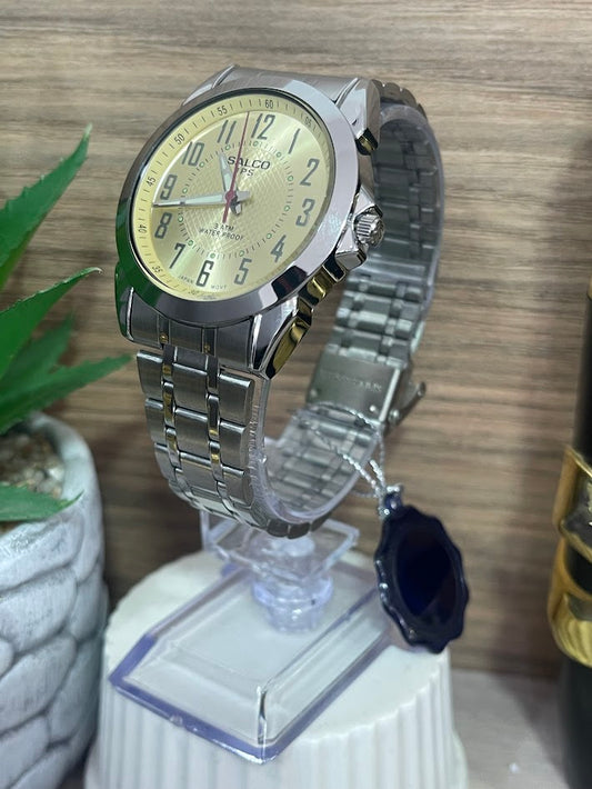 RELOJ SALCO CABALLERO PLATEADOSEGUNDERO ROJO