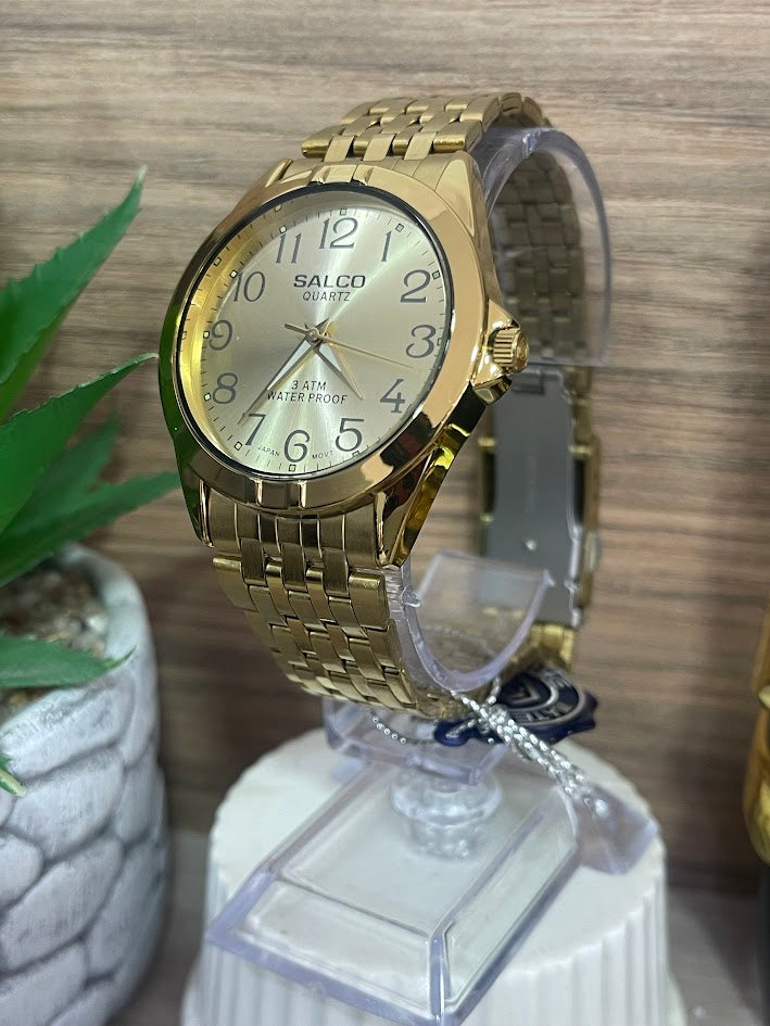 RELOJ SALCO CABALLERO DORADO MANILLA TRENZADA