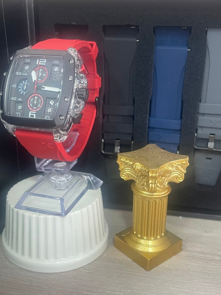 RELOJ EXTRI CABALLERO ROJO MANILLAS INTERCAMBIABLES