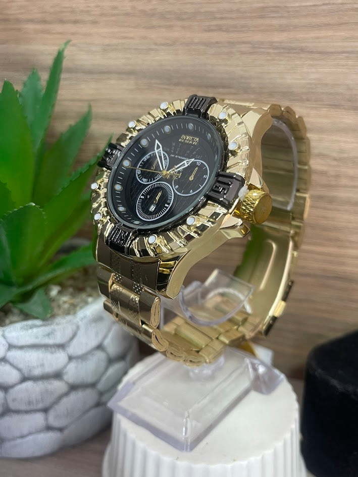 INVICTA CABALLERO DORADO DETALLES NEGROS
