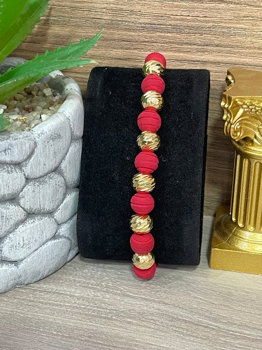 PULSO CABALLERO ORO LAMINADO ROJO