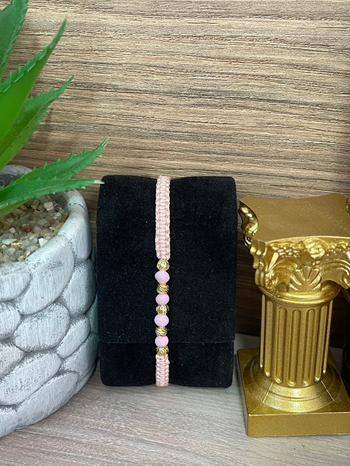 PULSO DAMA EN ORO LAMINADO ROSADO X5