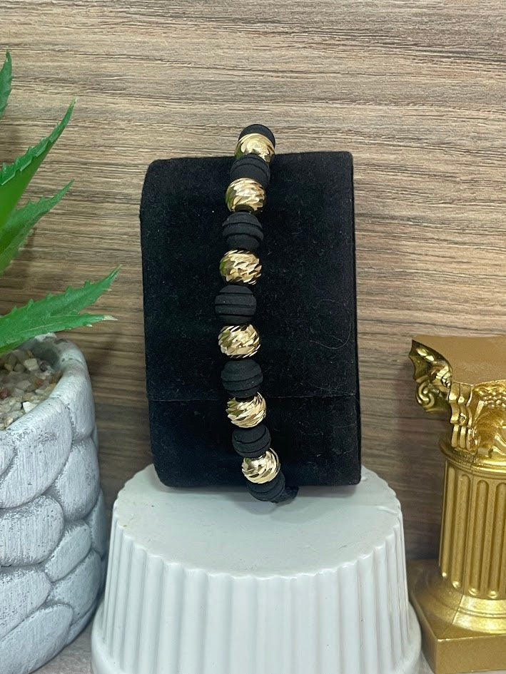 PULSO CABALLERO ORO LAMINADO NEGRO