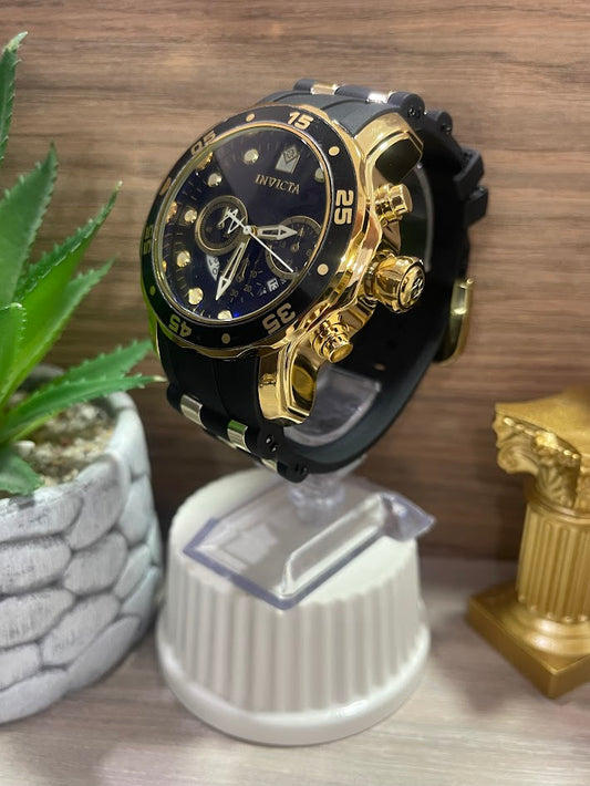 RELOJ INVICTA CABALLERO NEGRO Y DORADO