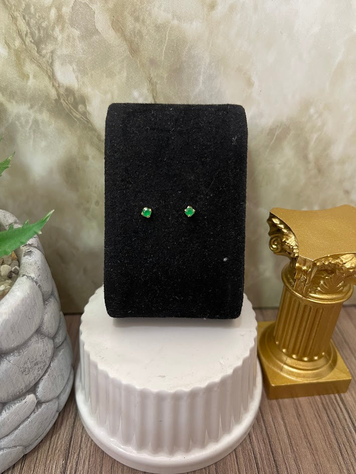 TOPO CIRCON VERDE ESMERALDA 2MM ORO LAMINADO