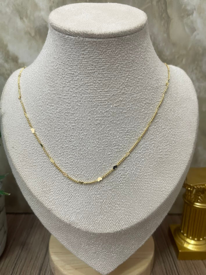 CADENA ESLABON MINI CORAZON 50CM ORO LAMINADO