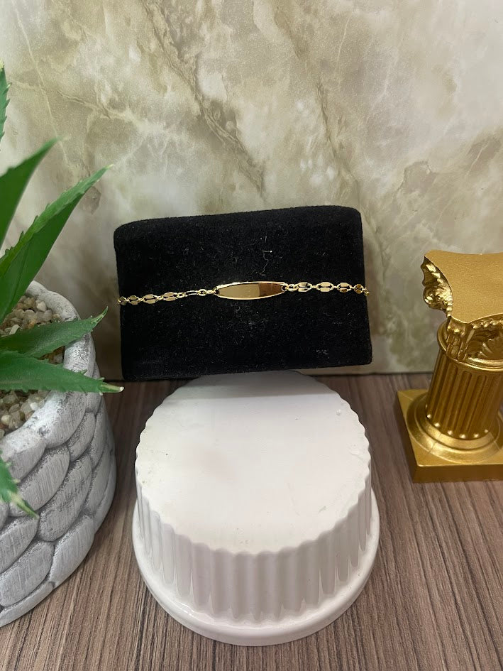 PULSERA PLACA LLUVIA 14CM ORO LAMINADO