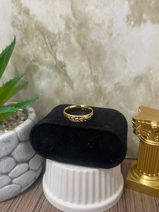 ANILLO ESPIGA CIRCON X1 VERDE T 10 11 ORO LAMINADO