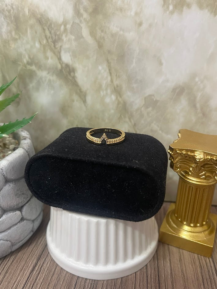 ANILLO V LISO MITAD CIRCON T8 ORO LAMINADO
