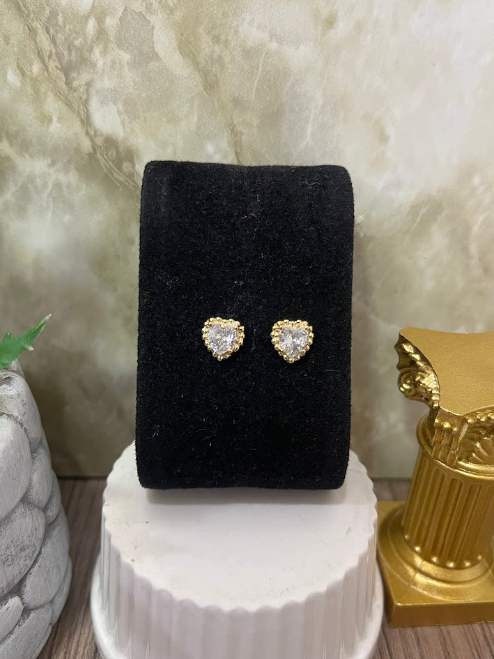 TOPO CORAZON PIEDRA PUNTAS BALIN 6MM ORO LAMINADO
