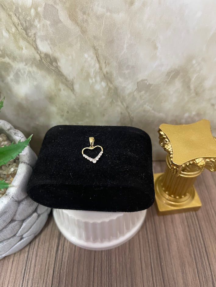 DIJE SILUETA CORAZON PUNTA MICROCIRCON 12X18MM ORO LAMINADO