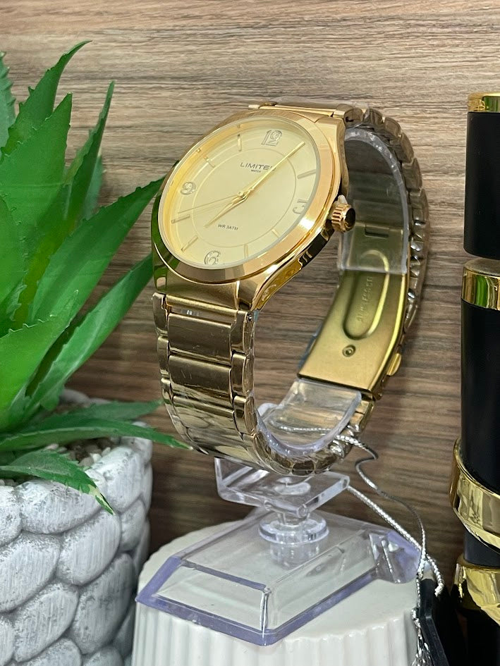 RELOJ LIMITED CABALLERO DORADO ELEGANTE