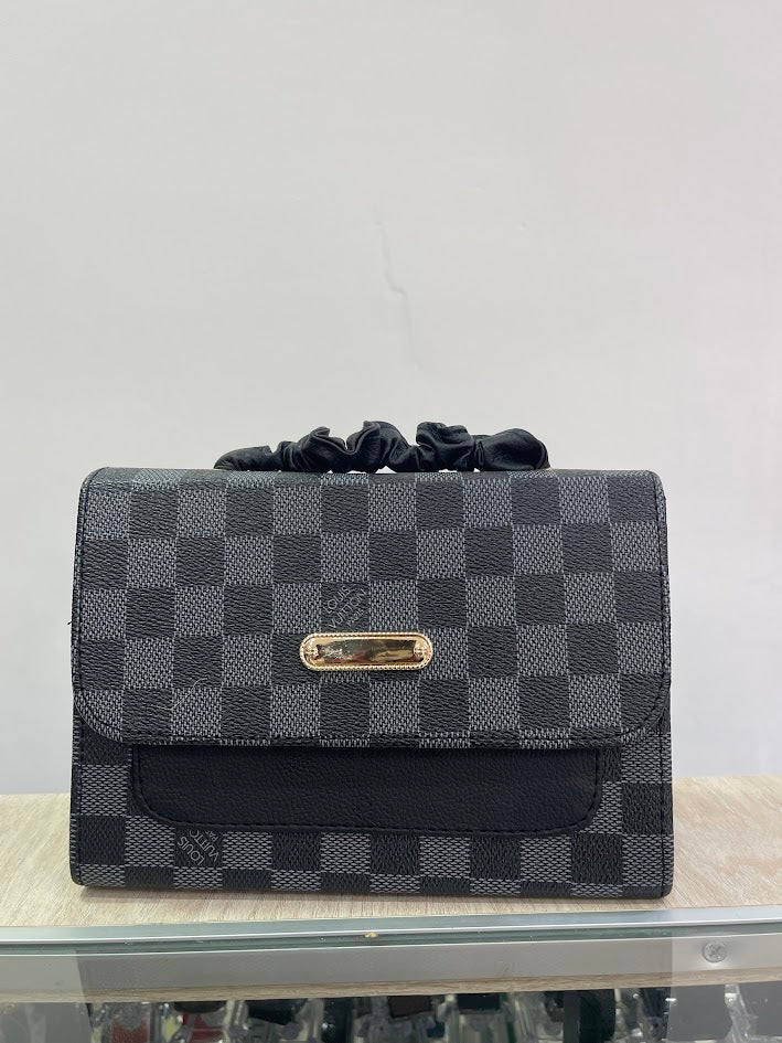 BOLSO DAMA NEGRO Y GRIS TIPO BAUL