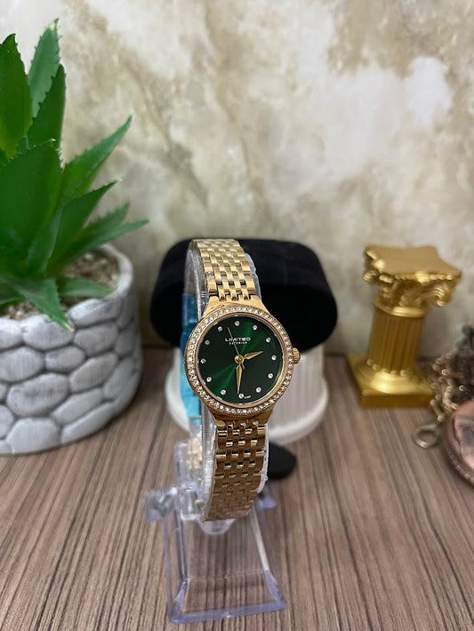RELOJ DAMA LIMITED SUPERIOR DORADO FONDO VERDE