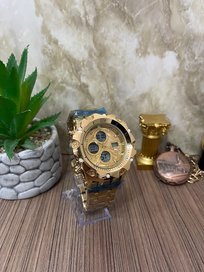 RELOJ LIMITED G DORADO DOBLE HORA FONDO DORADO