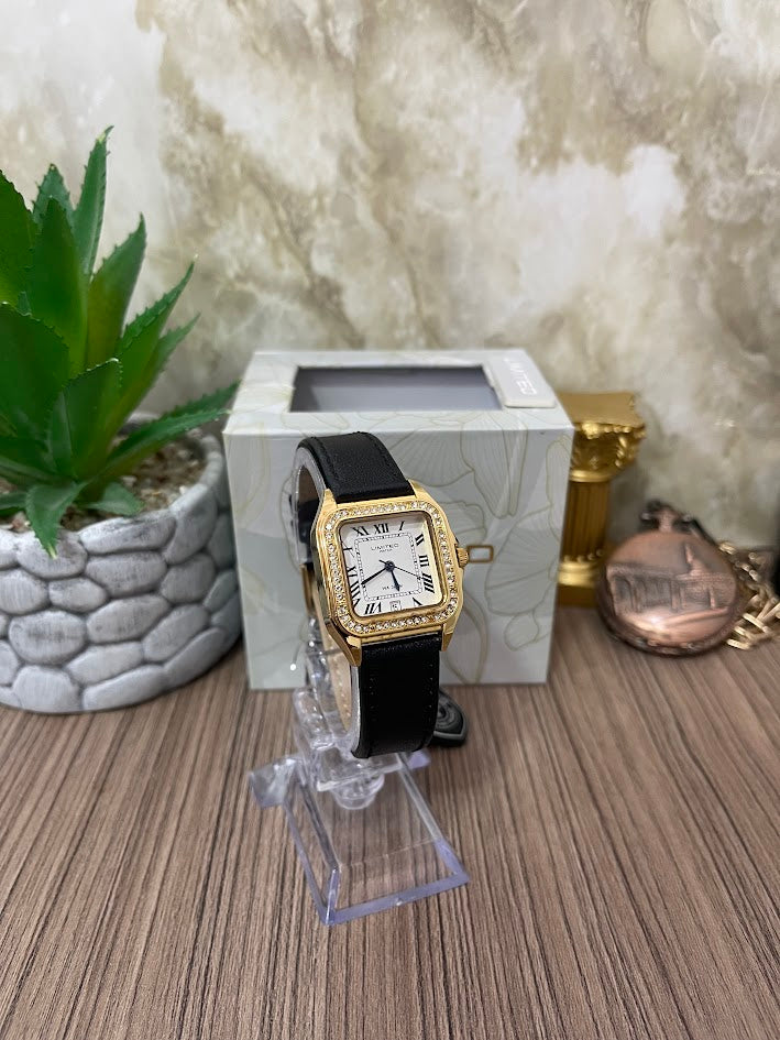 RELOJ LIMITED DAMA CUADRADO CALENDARIO MANILLA NEGRA