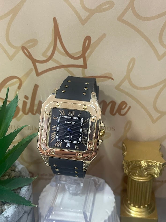 RELOJ CARTIER DORADO Y NEGRO