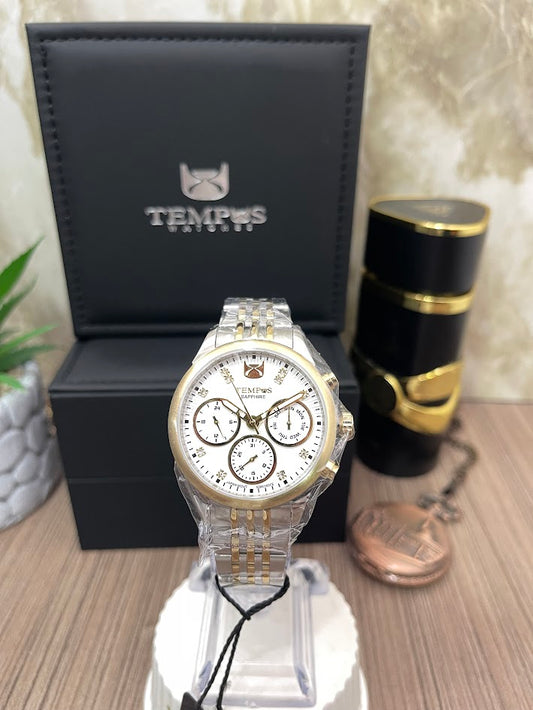 RELOJ TEMPUS BICOLOR PLATEADO CON DORADO