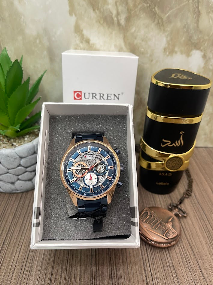 CURREN DORADO MANILLA METALICA AZUL