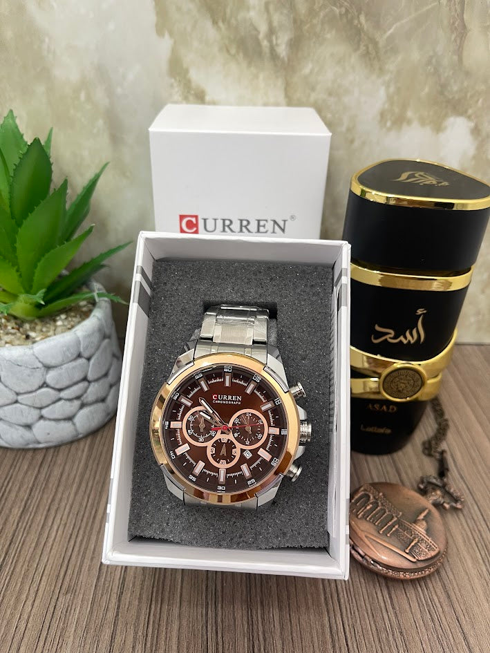 CURREN PLATEADO ESFERA CAFE CLARO