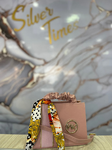 BOLSO ROSADO TIPO CARTERA ROSA WK DOBLE CORREA