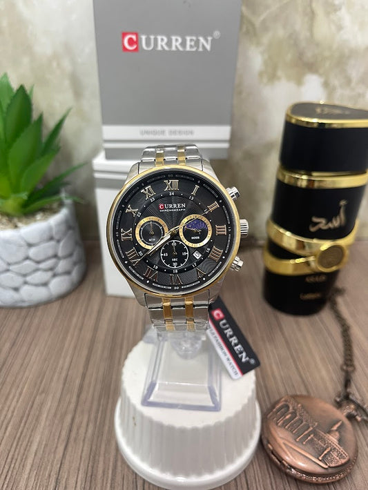 CURREN BICOLOR ESFERA NEGRA ARO DORADO
