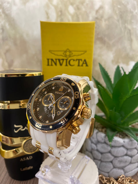 INVICTA MANILLA BLANCA ESFERA NEGRA ARO NEGRO