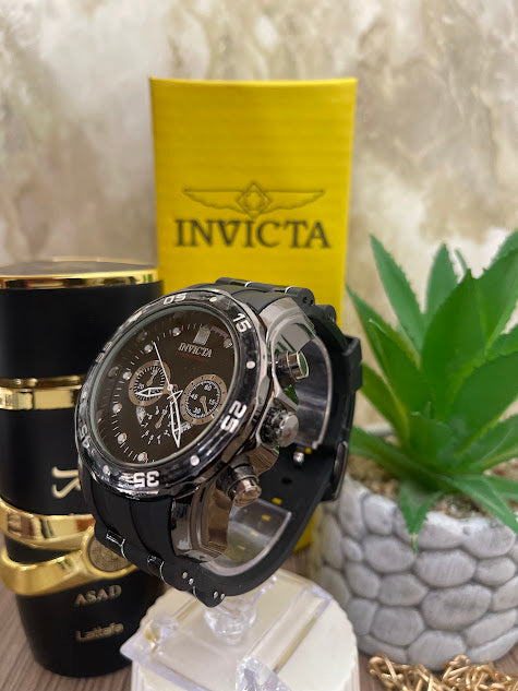 INVICTA MANILLA SILICONA NEGRA ESFERA NEGRA