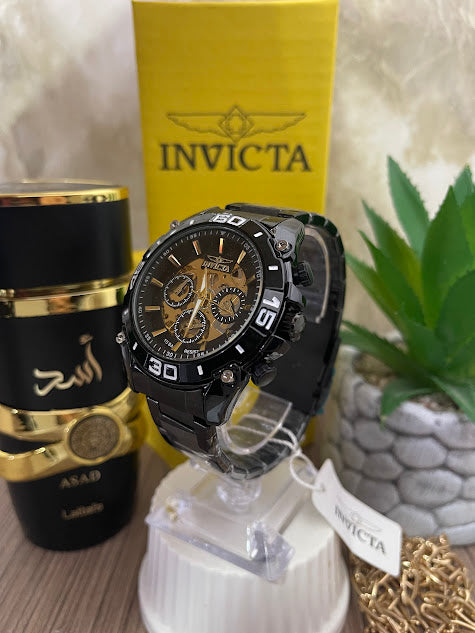 INVICTA NEGRO METALICO ESFERA DORADA