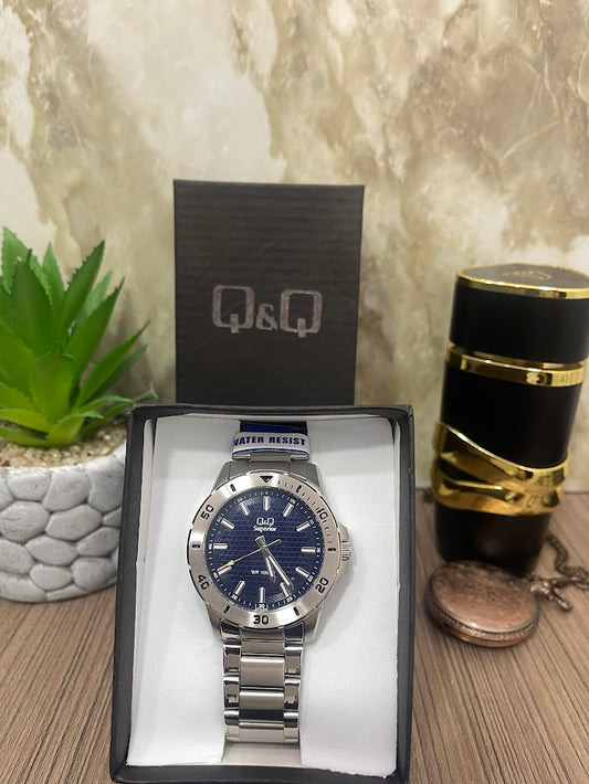 Q&Q ORIGINALL PLATEADO ESFERA AZUL