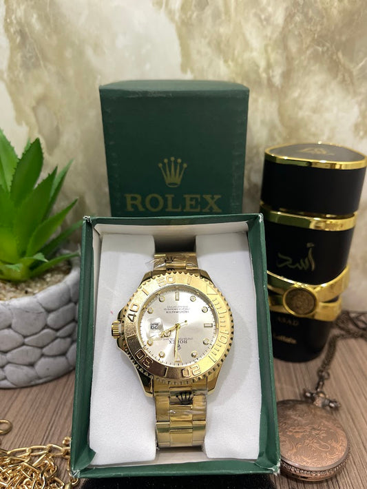ROLEX DORADO ESFERA BLANCA ARO BRILLANTE