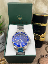 RELOJ ROLEX PLATEADO ESFERA AZUL BORDE PLATEADO