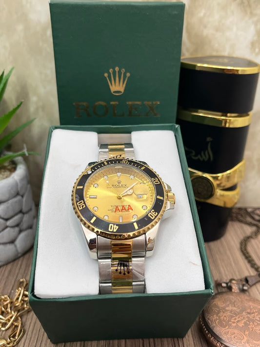 ROLEX BICOLOR ESFERA DORADA ARO NEGRO