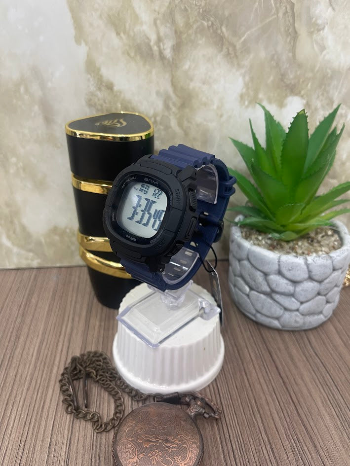 RELOJ DIGITAL CAJA NEGRA MANILLA AZUL BNM
